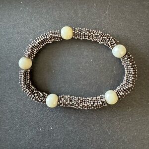 Vintage silver and faux pearl bracelet